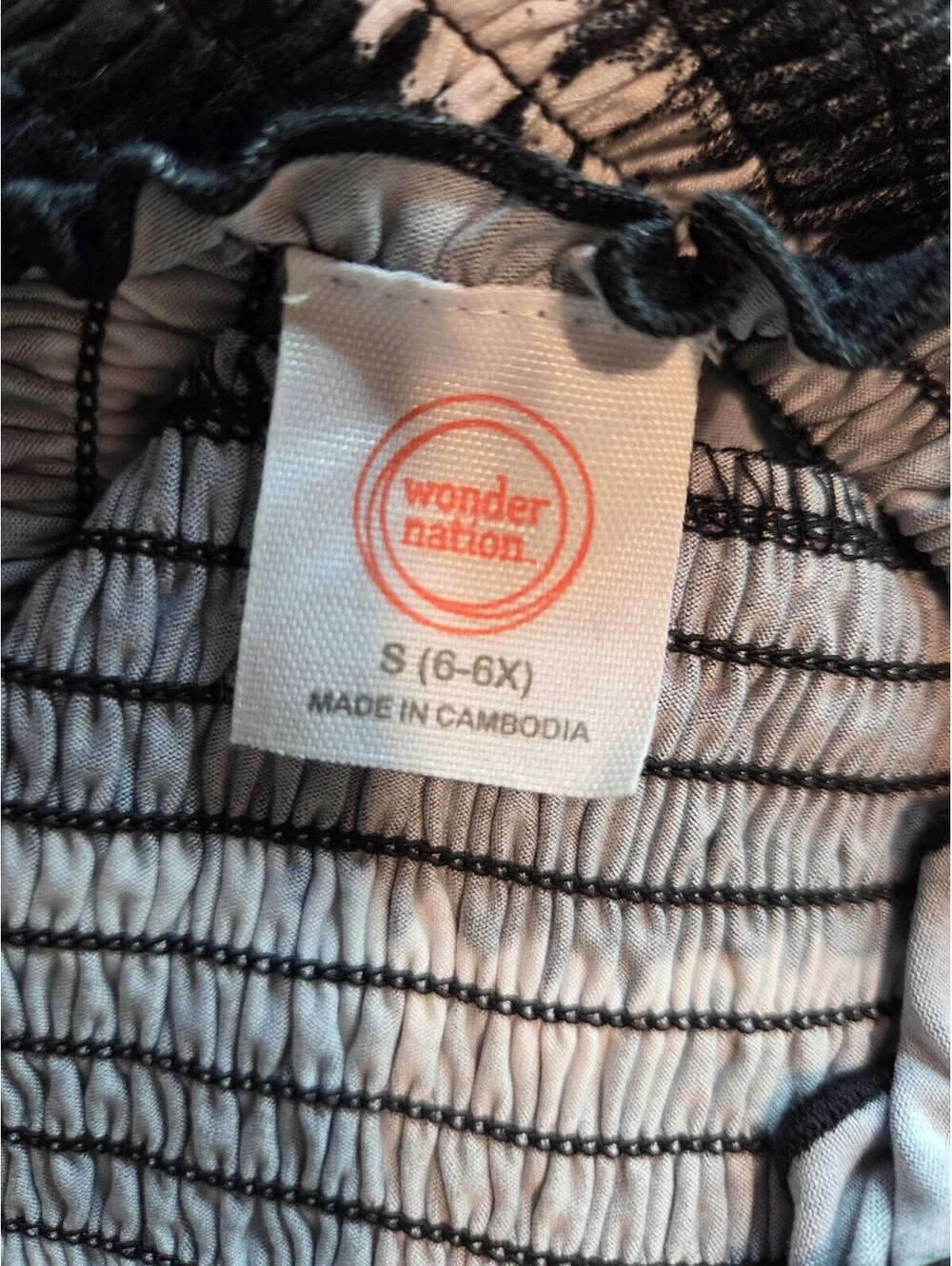 Wonder Nation Black and White Tie-Dye Pattern Dress with Ruffle Straps, Size S